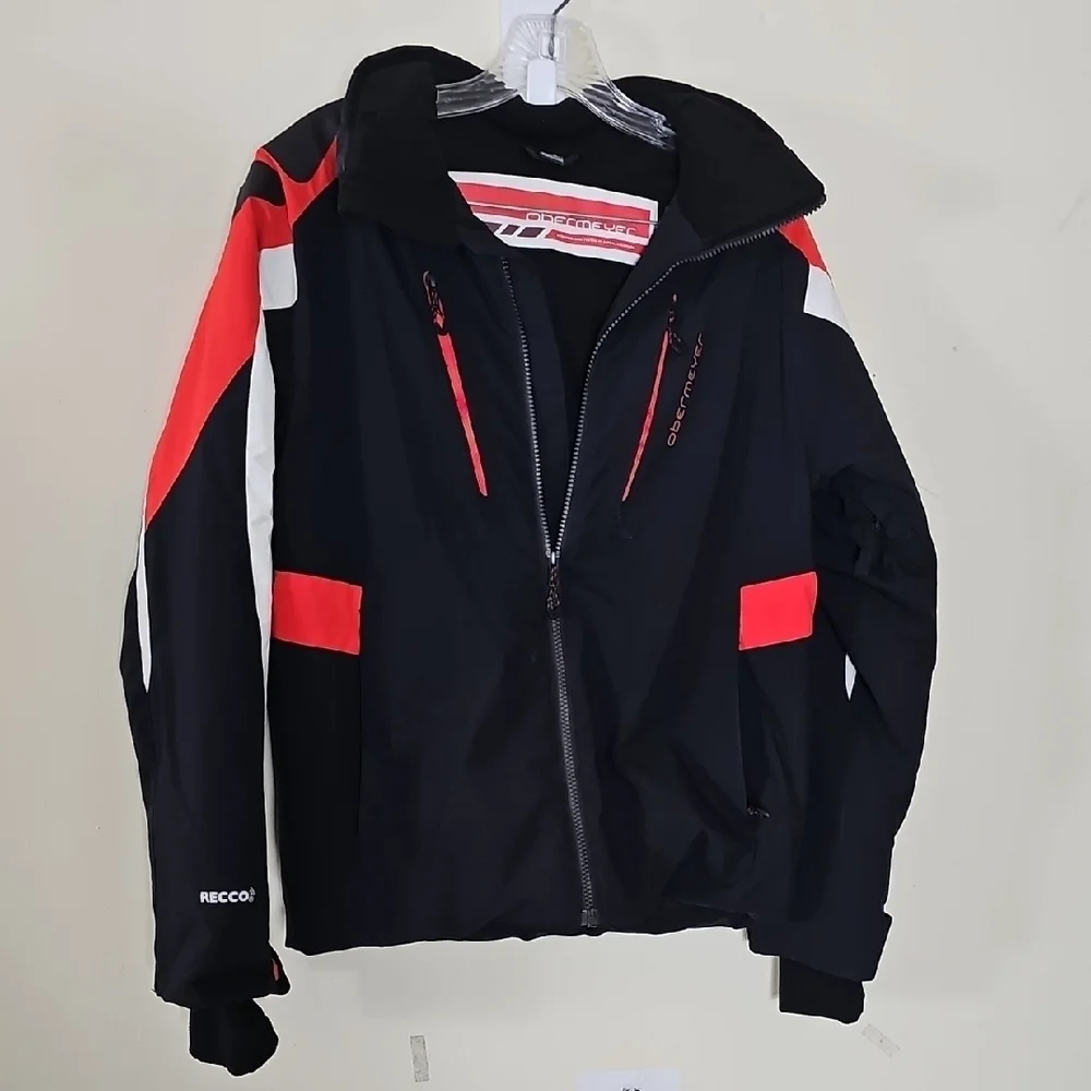 Obermeyer Hooded Teen Boy's Black Jacket with Red Highlights Size L (14-16)